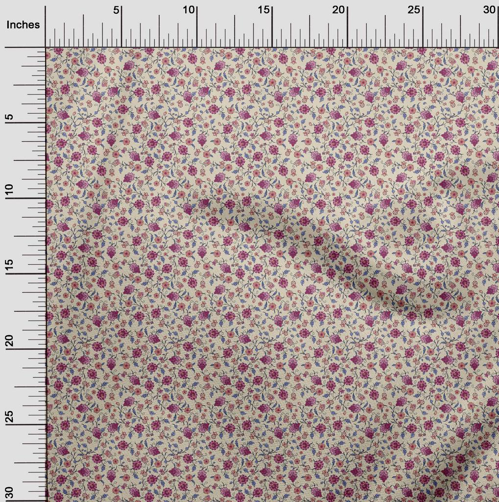 oneOone Cotton Flex Light Brown Fabric Asian Suzani  Fabric For Sewing Printed Craft Fabric By The Yard 40 Inch