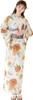 (Dita) Women's Yukata 5-Piece Set, Orange, Yellow, Brown, Floral, Antique, Vintage, Natural, Easy to Wear by One Person (Antique Swag, FREE (Free