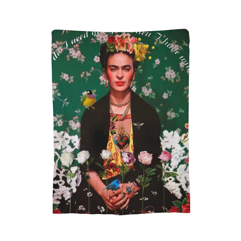 México Artista F-Frida K-Kahlo Mantas de Franela Manta Decorativa Impresionante para Sofá Ropa de Cama Sala de Estar 150*125cm Felpa Colcha Fina,
