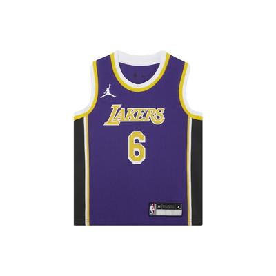 NBA Trikot Los Angeles Lakers Statement Edition Buchstabenaufdruck Rundhals Ärmellos Kinder Basketballshirt Kinder Oberteile Lila DR1055-504