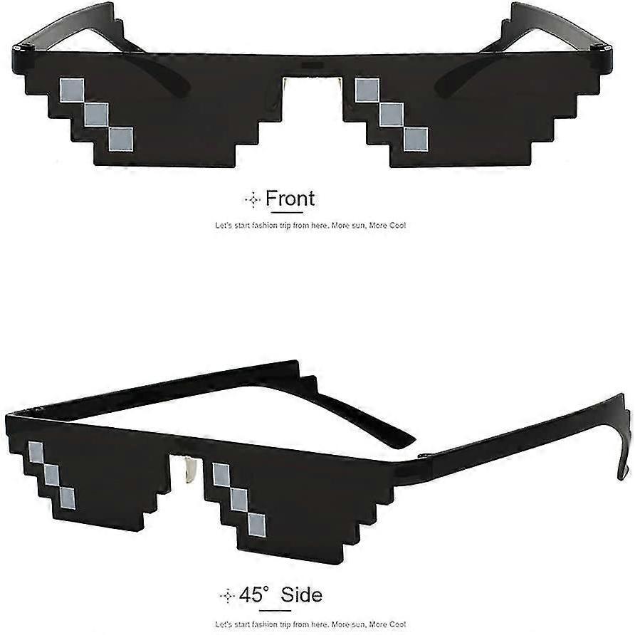 Mosaic Sunglasses 3pcs For Men And Women 8 Bit Pixel Mosaic Pattern Unisex Photo Props Black