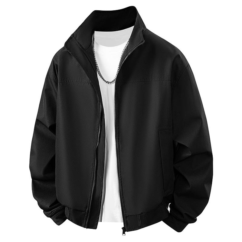 Men's Cross-Border Korean Style Stand-Collar Jacket - Trendy, Loose Fit for Spring & Autumn