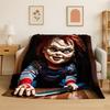 Personaggio Film Horror Chucky S-Scream Cartone Animato Coperta in Flanella Morbida Calda Plaid per Camera da Letto Soggiorno Letto Viaggio Regalo