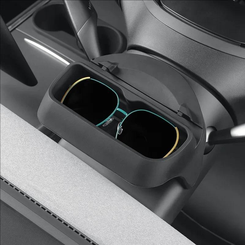 For Tesla Model Y Juniper 2025 Launch Model 3 Highland 2024 Steering Wheel Silicone Sunglasses Case Mobile Phone Holder Storage