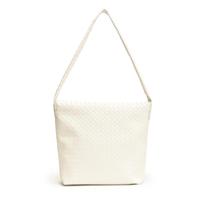 Solid Simple Color Woven Texture Women Large Capacity Tote Bag Daily For