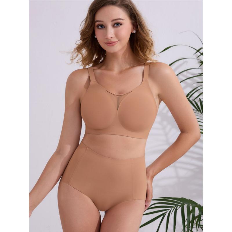 Women Large Bust Minimizer Seamless Breathable Mesh Hollow Out Push Up Gathering Bra