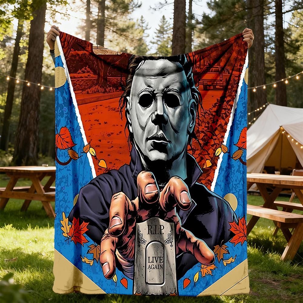 1pc Halloween Horror Outdoor Blanket Lightweight Flannel, All-Season Use for Sofa, Bed, Travel, Camping, Living Room, Office, Couch098