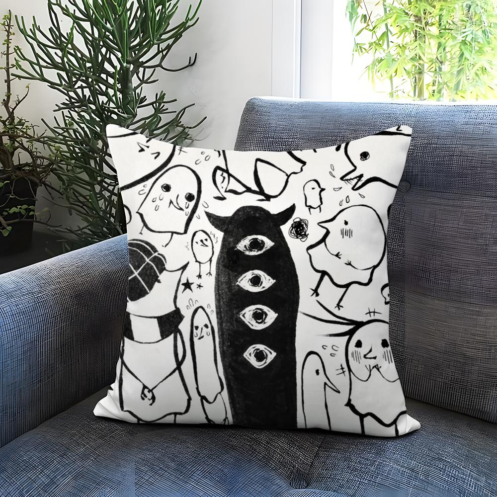 G-Goodnight P-Punpun Cushion Cover Comfortable Reversible Pillow Cover Ideal for Car Sofa Bedroom & Beyond