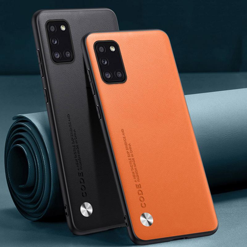 Luxury PU Leather Case For Samsung Galaxy A31 Back Cover Matte Silicone Shockproof Protection Phone Case For Samsung A31 Coque
