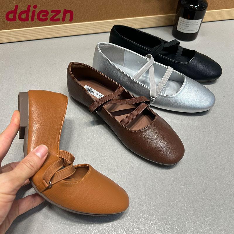 Fashion Soft Fashion Round Toe Ladies Mary Janes Flats Shoes 2025 New Female Slip On Footwear Shallow Women Ballet Flats Dance Shoes