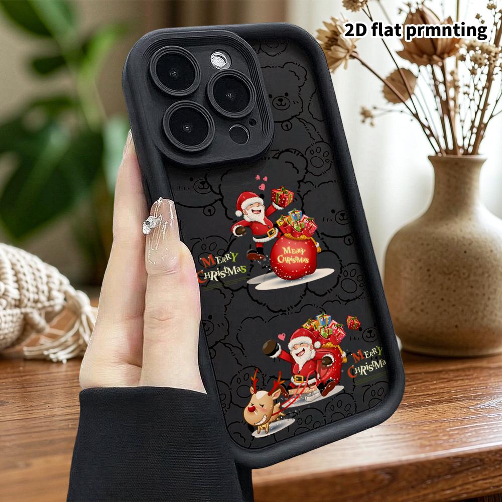 Phone Case: 2D Flat Design Suitable for iPhone 18 17 16 15 14 13 Pro Tiered Protective Case, Two Sets of Santa Claus, Christmas and Halloween Gifts