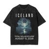 Men Women's T-Shirt Iceland Total Solar Eclipse August 2026 Washed T Shirts Harajuku Summer Tees Street Style Loose Cotton Tops
