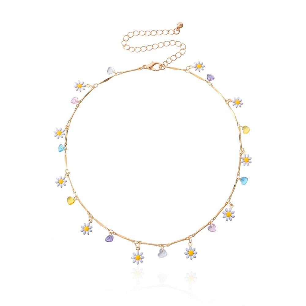 Fashion Sweet Daisy Pendant Lovely Party Clavicular Chain Colorful Girls Short Choker