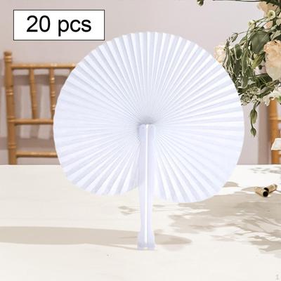 20 Stück Handliche Faltpapierfächer, Weiße Partyfächer Taschenfächer für Hochzeit, Gastgeschenk,