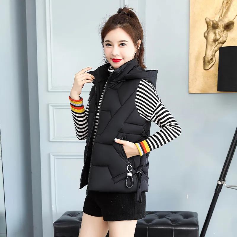 Hooded Down Vest Women's Short Korean Style Autumn and Winter Slim Down Vest Vest Thick Jacket