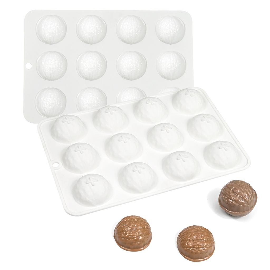 Silikon-Walnussform für Pralinen und Süßigkeiten, Silikon-Kuchenform mit 12 Mulden und Walnuss-Designs für ausgefallene Desserts