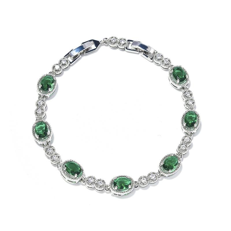 

Браслет Синее Сокровище Прямоугольник Легкая Роскошь Ручная Работа Инкрустированный Геометрический Цветной Циркон Браслет Женский Большой зелёный