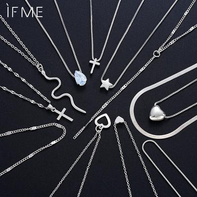 Pendant Necklaces For Women Simple Metal Star Heart Crystal Snack Chain Necklace Fashion Jewelry