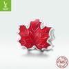 S925 Silver Red Passion Maple Leaf Beaded, Fashionable Dripping Leaf Diy Jewelry Accessories Bsc335