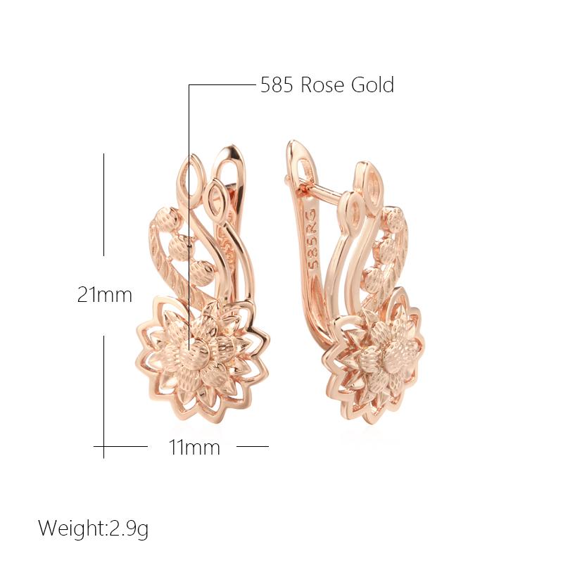 Nowe Kolczyki wiszące w kolorze Rose Gold dla Kobiet Nietypowe Metalowe Rzeźby Kwiatowe Kolczyki Modna Etniczna Biżuteria Vintage