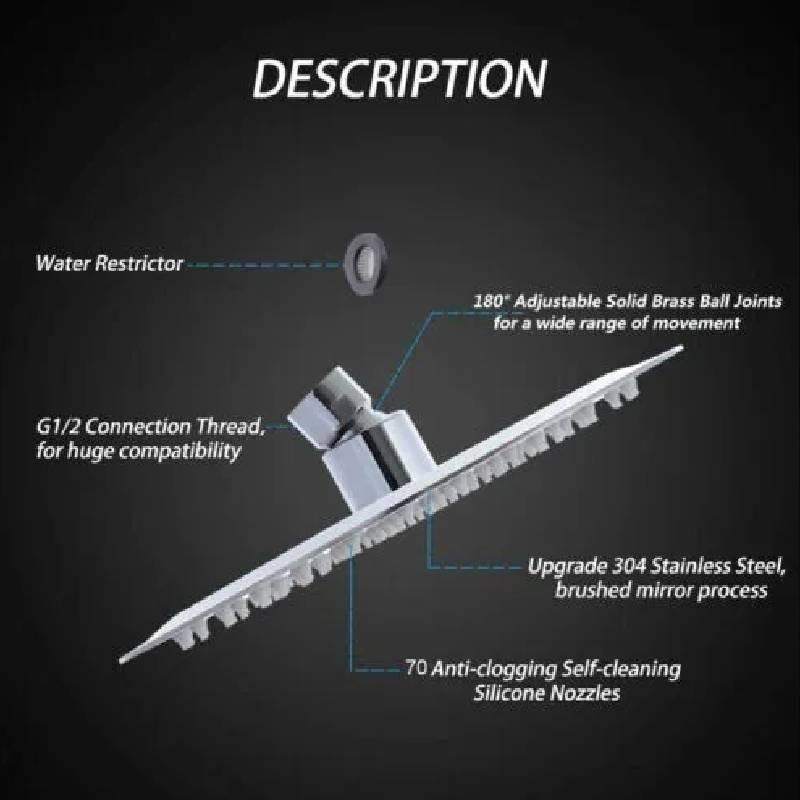 C Bristan 200mm Abs Ultrathin Round Fixed Head Shower Head Bathe Tool Bathroom