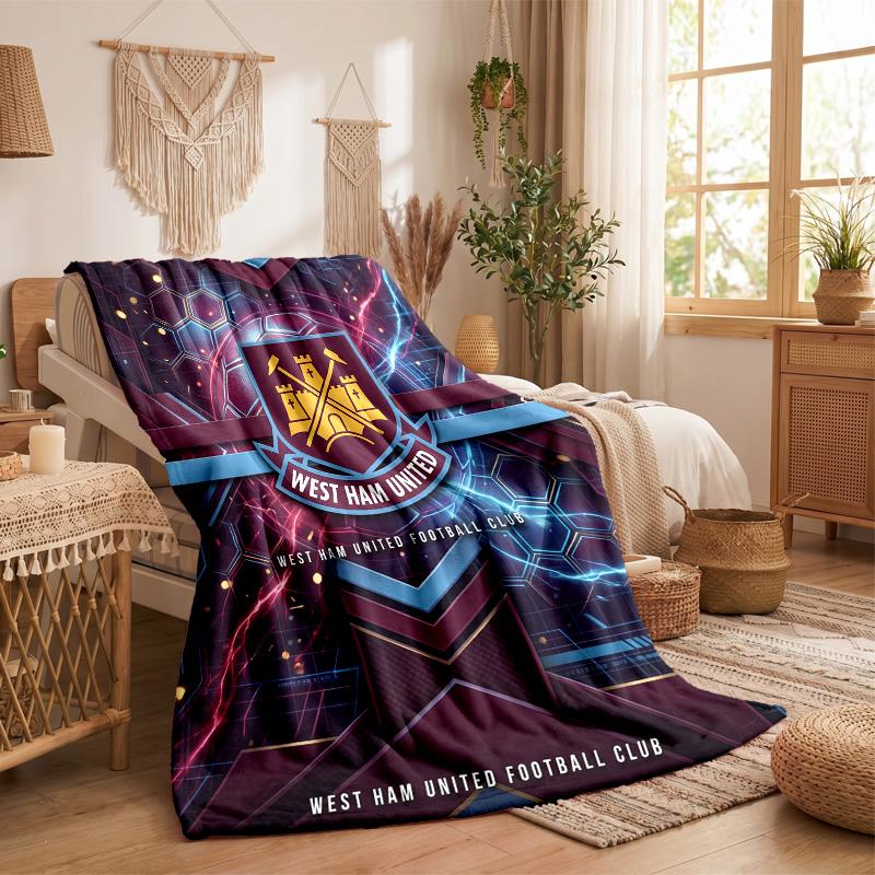 West Ham United Football Print Flannel Blanket Soft Warm Sofa Bed Throw Blanket For Home Office Bedroom