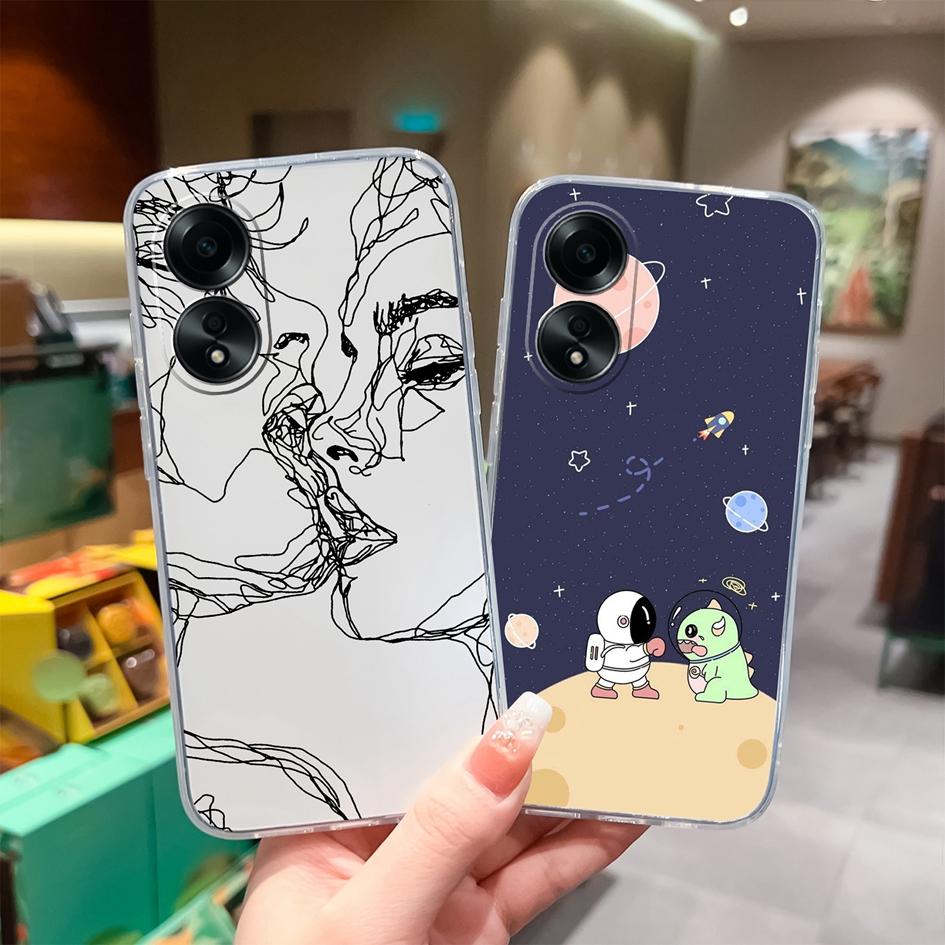 Carcasă nouă pentru Oppo A58 A57 A57S A57e A77 A77S A78 A79 A98 A38 A2 F23 K11 4G 5G Model animal drăguț din silicon transparent anti-alunecare Carcasă durabilă pentru Oppo Capa