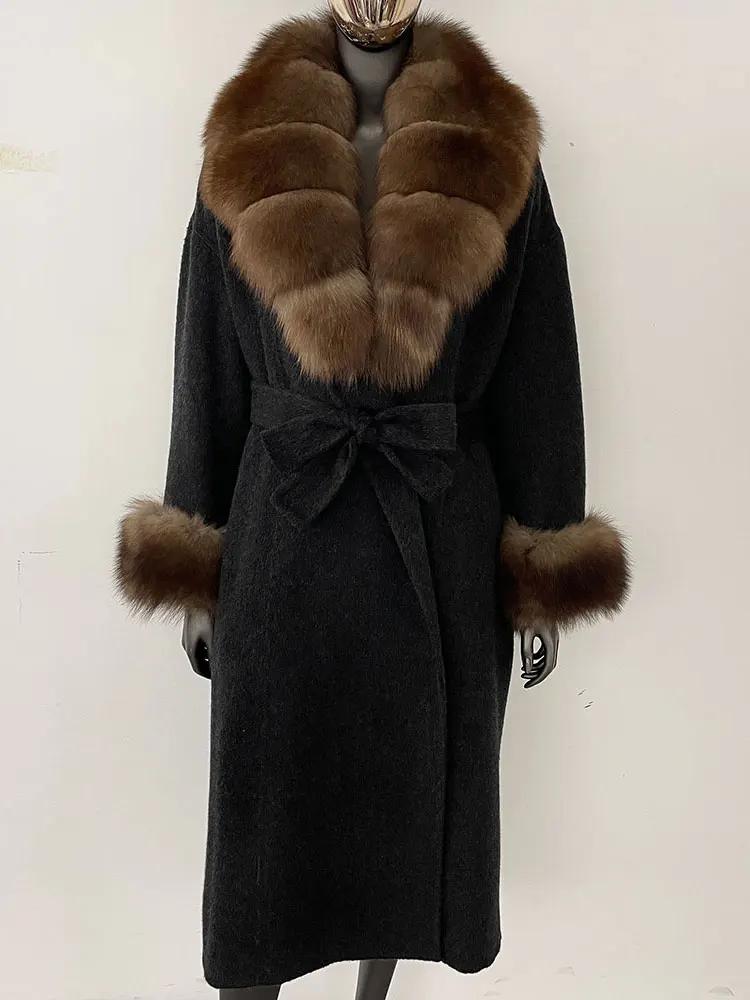 OFTBUY Wool Coat Women 2024 Autumn Winter Real Fox Fur Jacket Female Long Warm Natural Fox Fur Collar Fur Cuffs Coat Woolen Coat