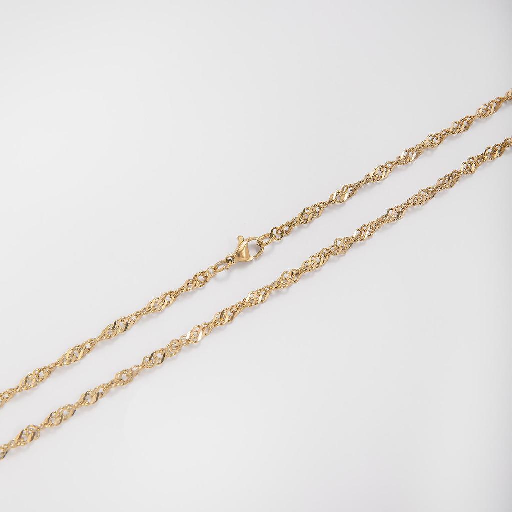 Women's High-End Gold Polished Water Wave Necklace - Simple Style Chain Jewelry