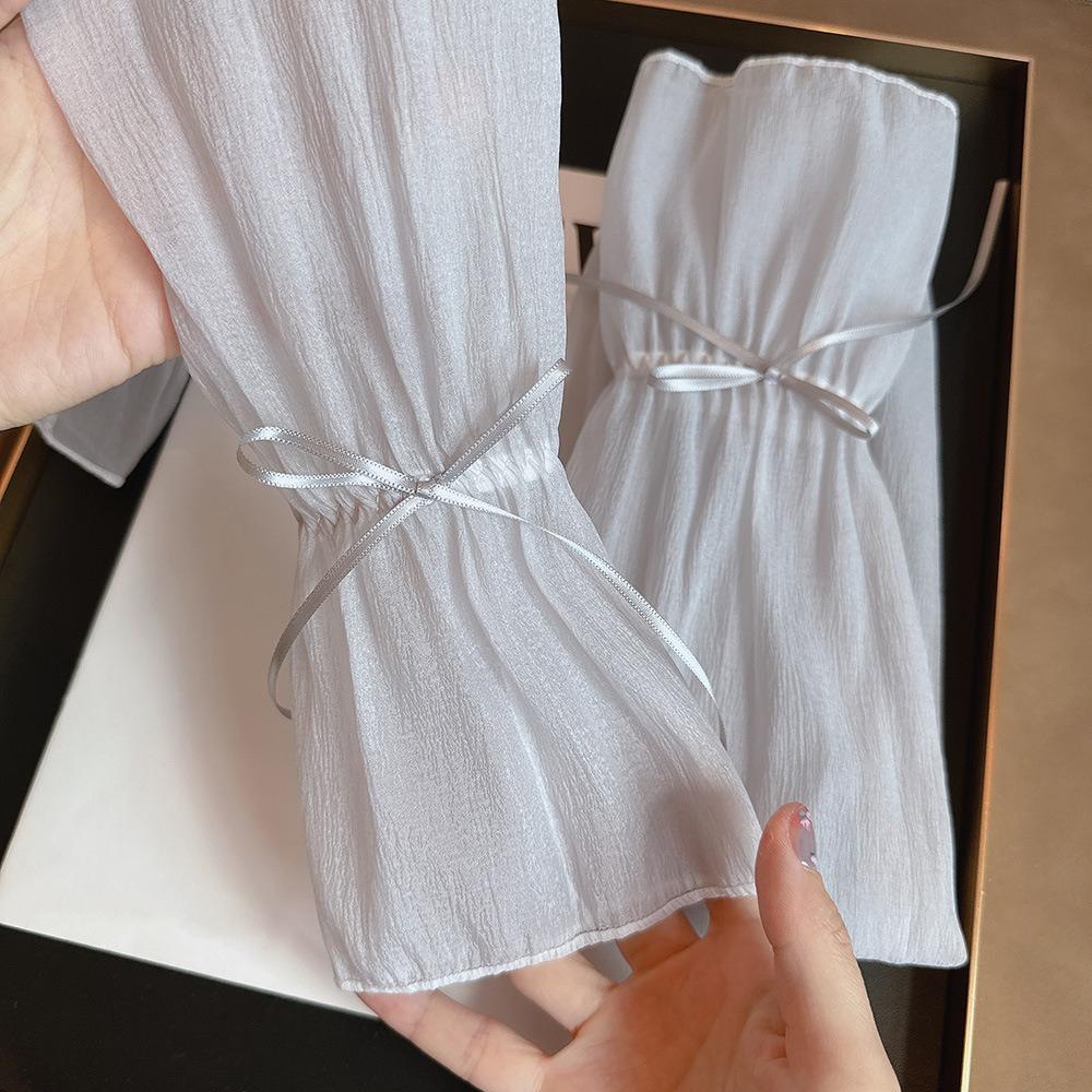2pcs/set Thin Bow Gauze Sleeves Sun Protection Yarn Arm Sunscreen Covers  Outdoor
