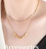 Titanium Steel Double Layer Square Bead Necklace - Non-Fading, Versatile Light Luxury Women's Sweater and Clavicle Chain.