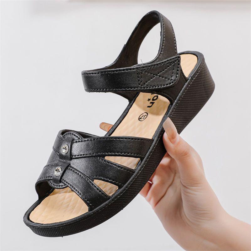 

Летние женские сандалии, нескользящая обувь на наклонном каблуке, обувь для матери на толстой подошве, пляжные сандалии, римская обувь 40