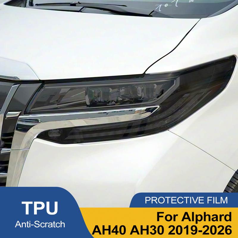 Smoke Black Pre Cut Car Headlight Protective Film For Toyota Alphard AH40 AH30 2019-2026 Anti-Scratch High-Gloss Vinyl Wrap Film