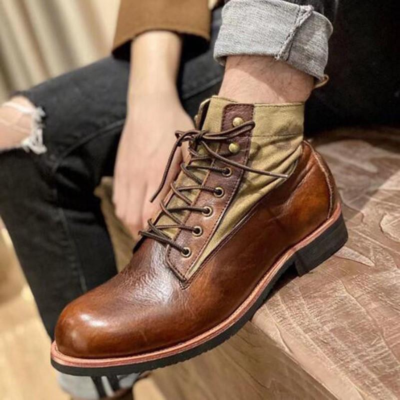 Autumn Winter Retro Military Umbrella Locomotive Short Boots Do Old Ami Khaki Boots with Cotton Botas Moto Buty Motocyk M743