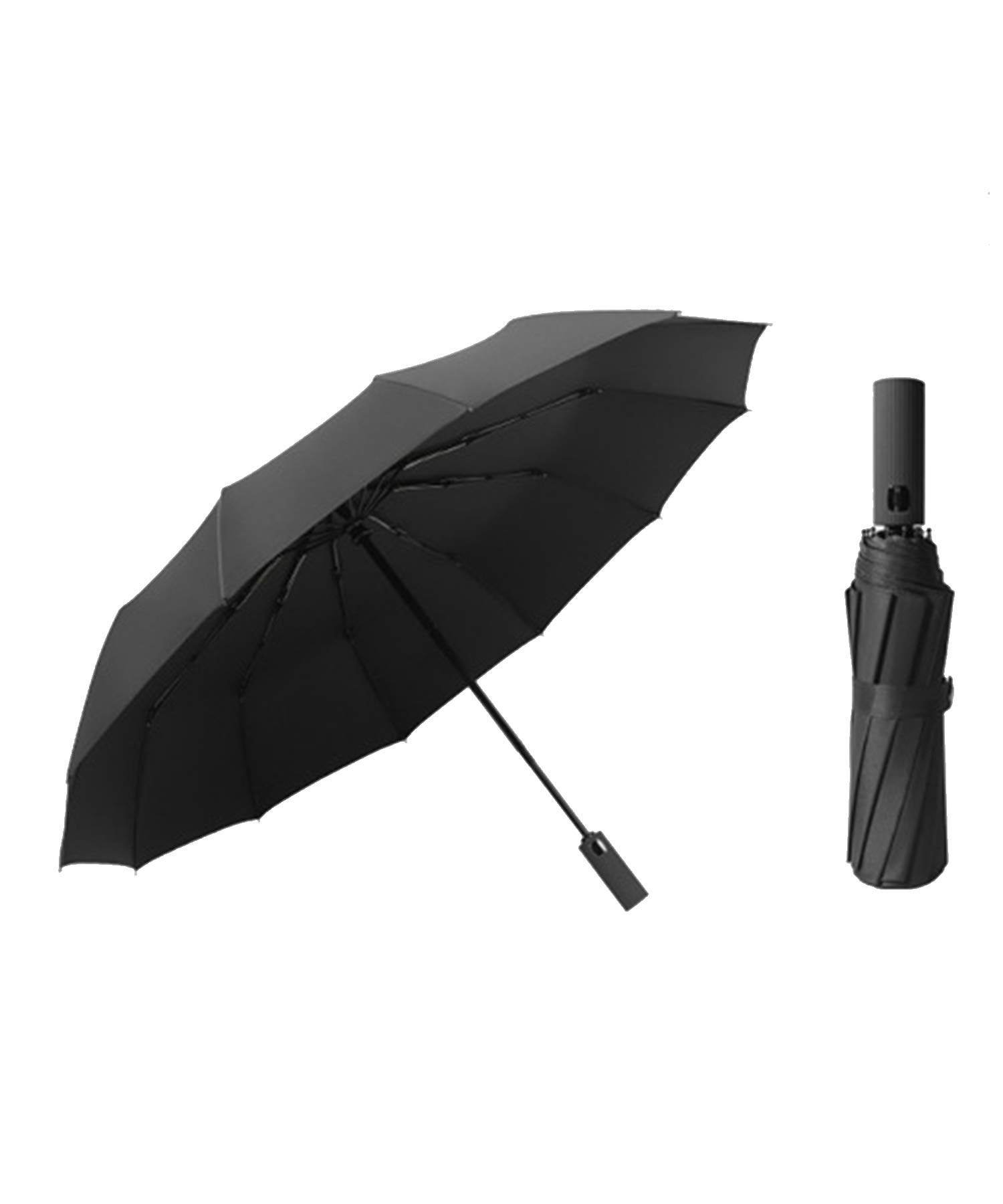 

Складной автоматический открывающийся и для солнечной и дождливой погоды УФ 12 УФ для мужчин и безопасный даже при сильном складывании складной складной зонт-парасоль, закрывающийся, складывающийся, чёрный