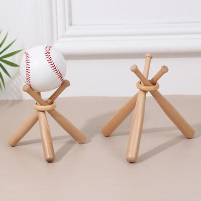 Wooden Baseball Bat Display Stand Mini Holder for Showcasing Balls & Memorabilia Golf Tennis Ball Support Bracket Round Crafted Rack for Home Desktop
