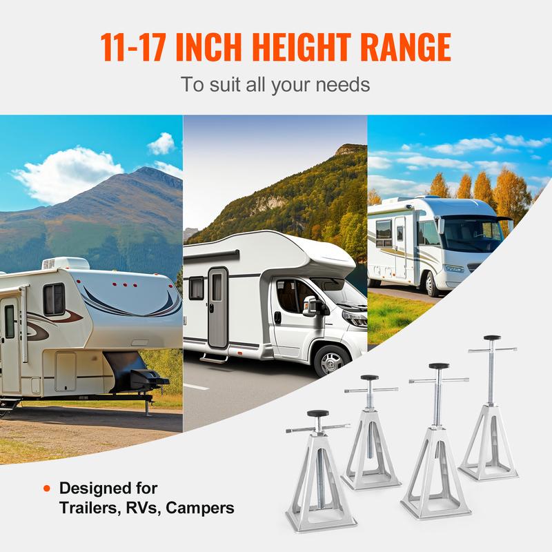 SucceBuy Macacos Estabilizadores Pacote com 4 Macacos de Nivelamento de RV de Alumínio Macacos Empilháveis para RV Trailer de Viagem Camper Macaco de Parafuso Único 6000 Lbs