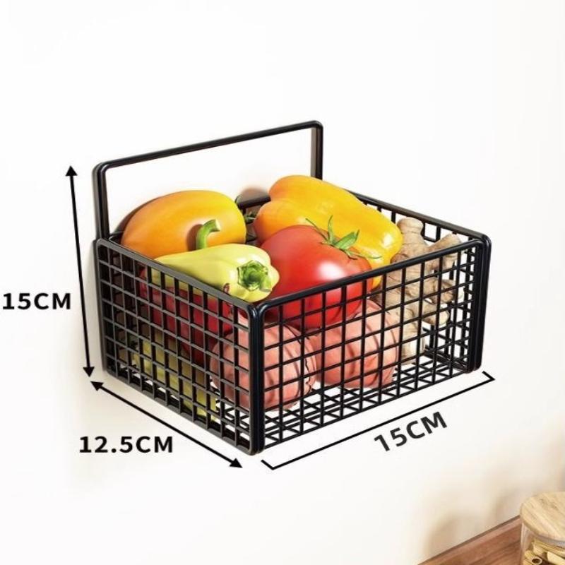 1/2/3 Grid Onion Ginger Garlic Kitchen Shelf Wall Hanging Condiments Spice Vegetable Fruit Storage Rack Drain Basket Punch-Free