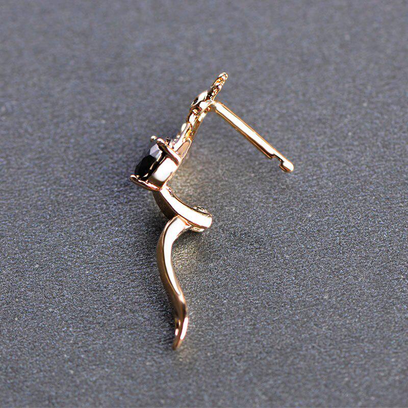 Bonitos pendientes con cierre de cierre inglés en forma de cisne para mujer y niña, circonita negra con diamantes de imitación, Color dorado Brinco Boucle d'oreille