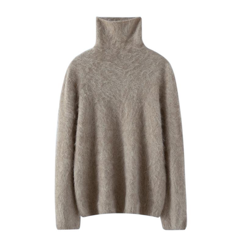 

Осень/Зима 100% Чистый Кашемир Женский Вязаный Свитер с Воротником-стойкой Medium верблюд