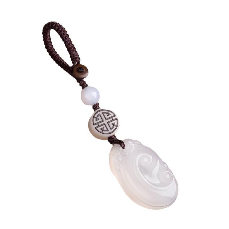 Exquisite Jade Chalcedony Ruyi Keychain Pendant Ornament
