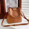 Borsa a Spalla a Tracolla da Donna Moda Pelle PU Secchiello Tote Versatile Piccola Cartella Quadrata Retro Borsetta Casual da Pendolare con Cinghia a Catena