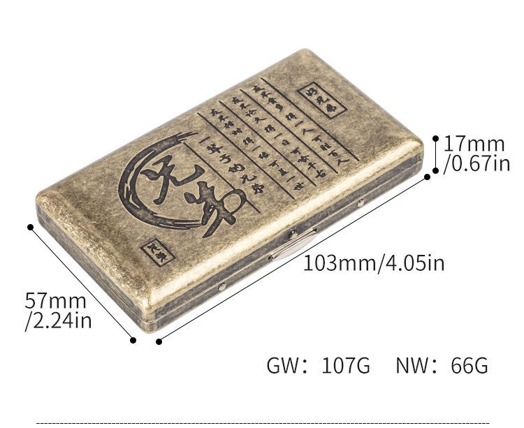 Retro Bronze Slim Cigarette Case for Men & Women - Holds 20