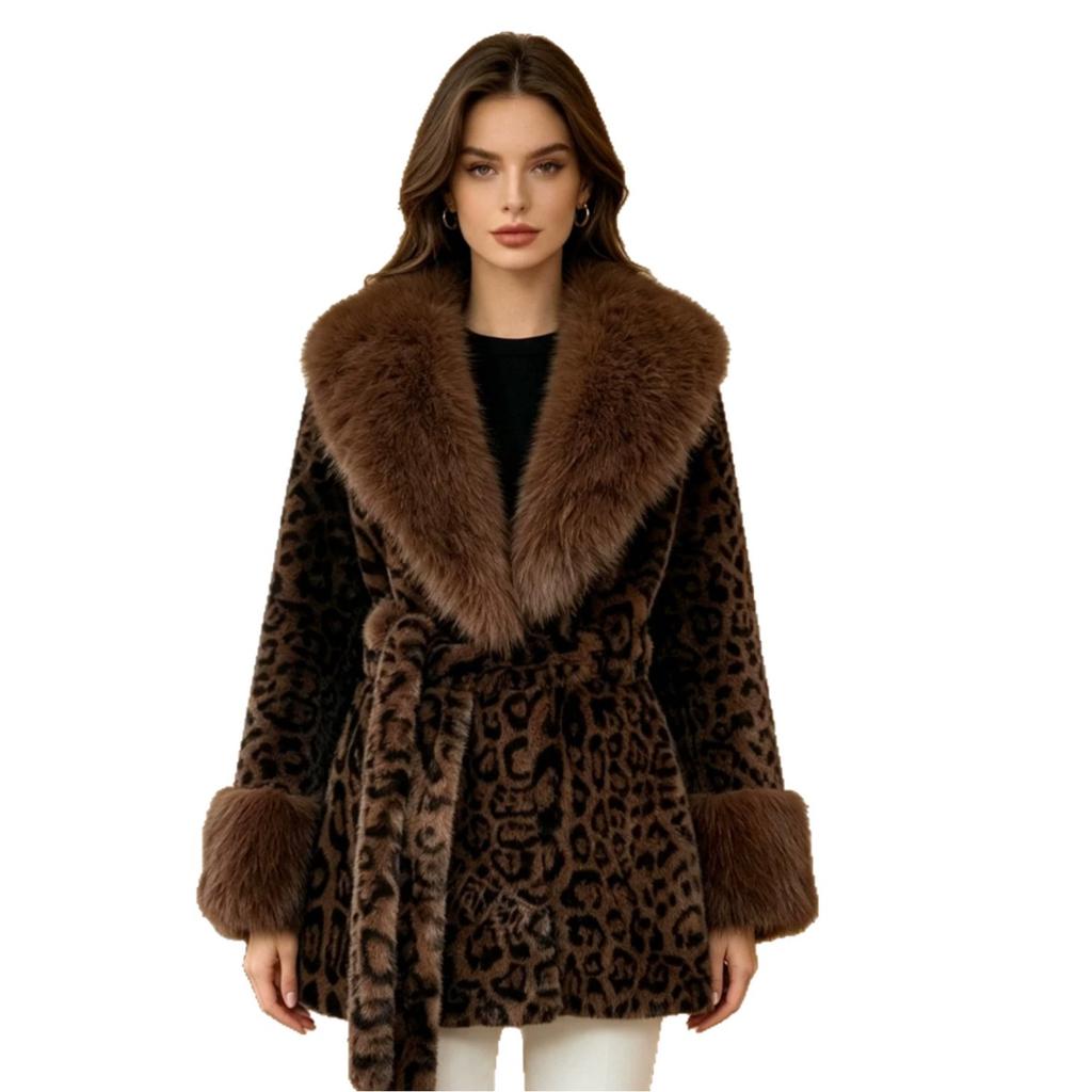 Autumn and winter new imitation mink hair women's clothing medium and long light luxury style large fur collar version imitation fur large size coat