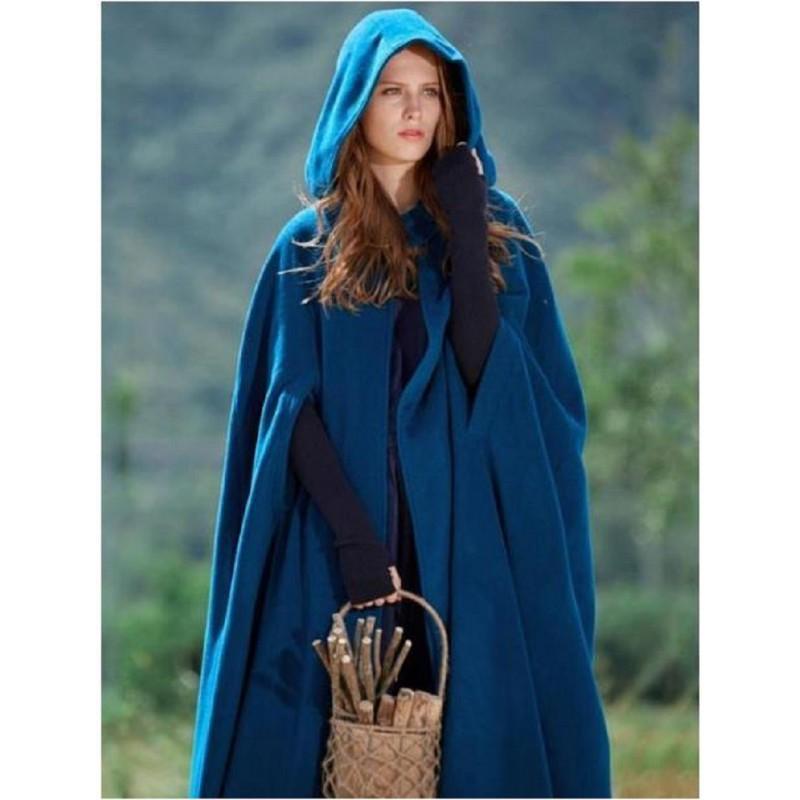 Womens Oversized Hooded Cape Coat In