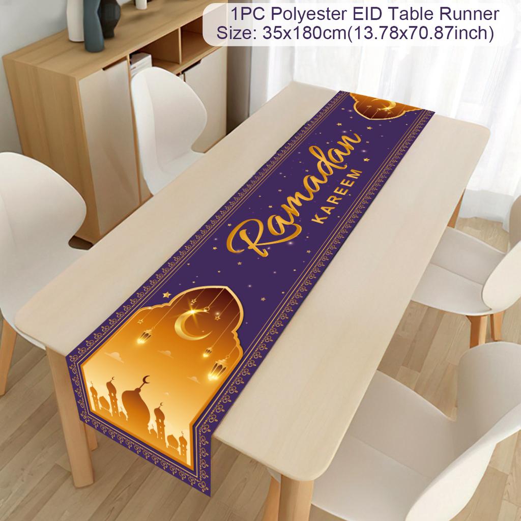 Ramadan Decor Table Runner EID Mubarak Decoration 2024 For Home Tablecloth Ramadan Kareem Islamic Muslim Party Eid Al Adha Gifts