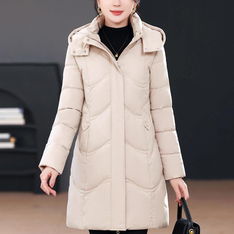 Middle Age Winter Long Coat Female Plus Size Parkas Hooded Elegant Thick Warm Woman Jackets