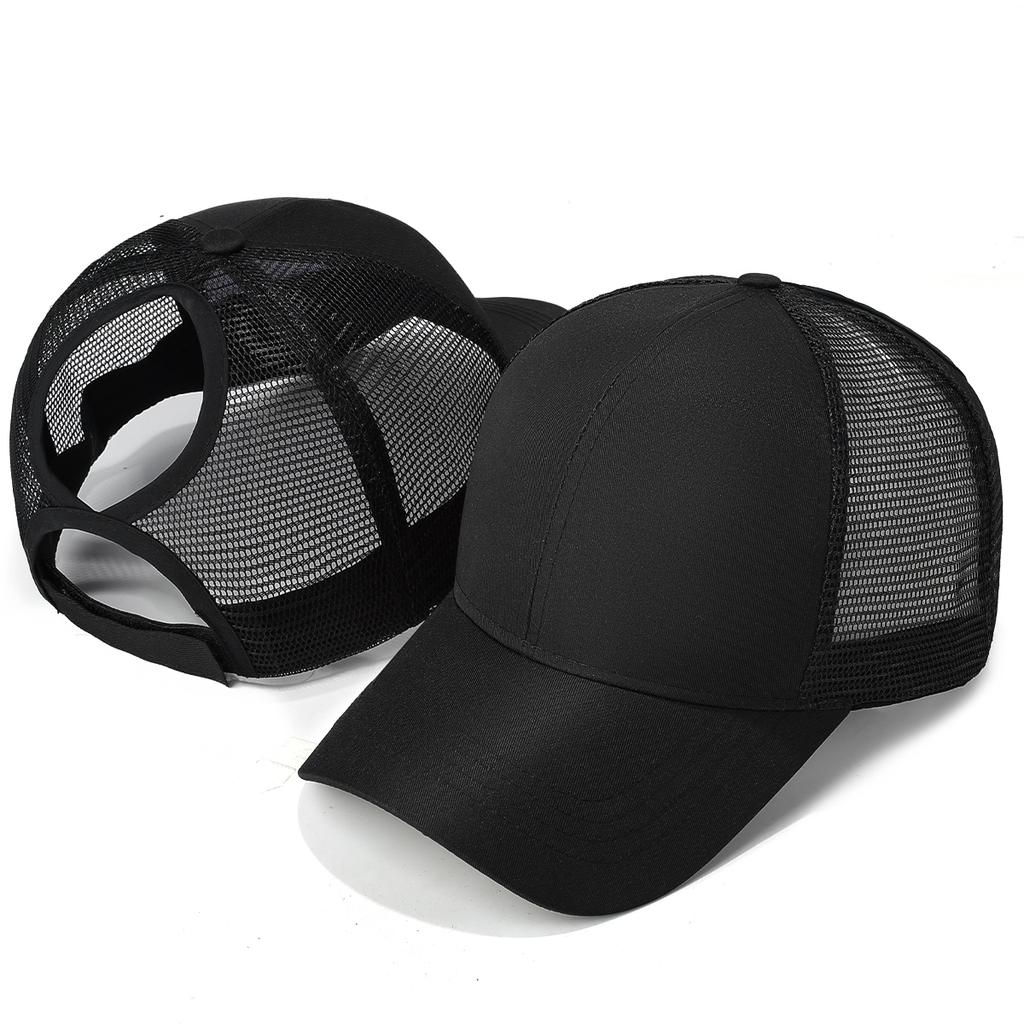 New Ponytail Hole Baseball Cap Solid Summer Fashion Leopard Print Mesh Hat Women's Personalized Velcro Adjustable Hat