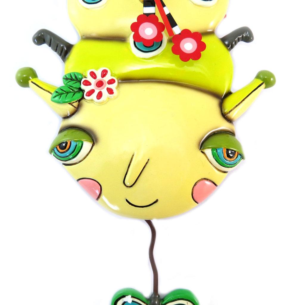 Allen Designs [P5704] - Nástěnné hodiny Green Butterfly Caterpillar 'Allen Designs' - 30. 5x16. 5 cm