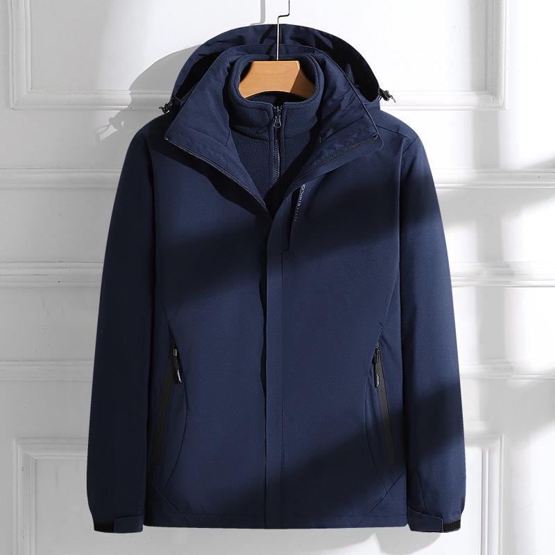 

Couples 3-in-1 Detachable Coat: Fleece-Lined, Windproof, Waterproof for Autumn/Winter Outdoor Adventures M